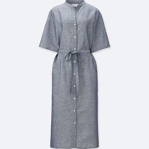 Uniqlo LINEN COTTON SHORT SLEEVE SHIRT DRESS